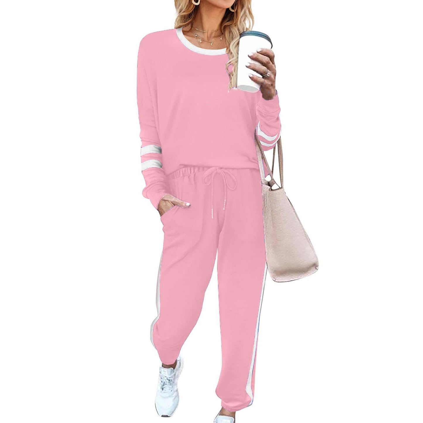 ✨Women's Contrast Color Cuffs Casual Sports Jogging Two-Piece Set(BUY 2 FREE SHIPPING)